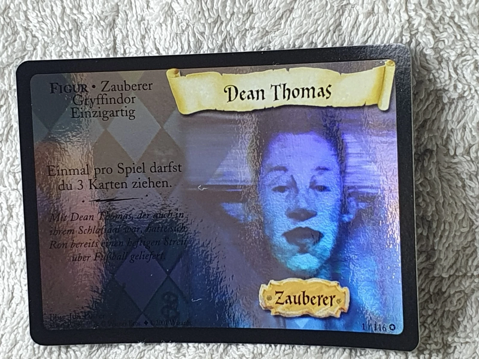 Harry Potter TCG Dean Thomas 1/116 WOTC 2001 RARE ghost Holo